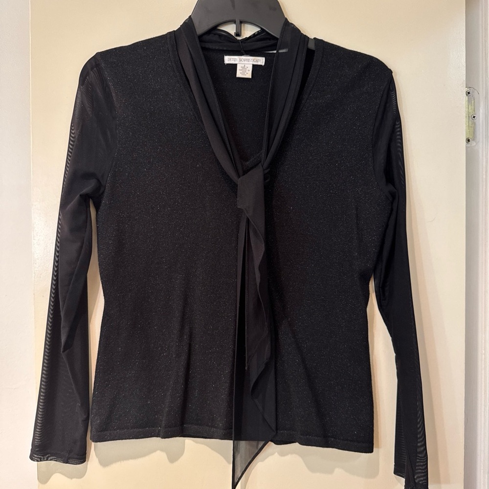 Elegant Black Sheer Long Sleeve Top